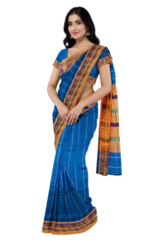 Handloom Cotton Silk Narayanpet Saree - Blue