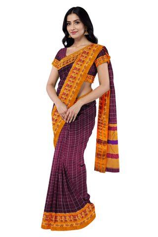 Handloom Cotton Silk Narayanpet Saree - Maroon