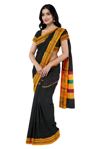 Handloom Pure Cotton Silk Satin Skirt Border - Black