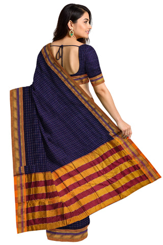 Handloom Cotton Silk Star Pattern Zeri Border Saree - Purple