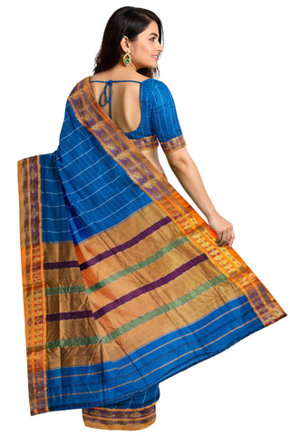 Handloom Cotton Silk Narayanpet Saree - Blue