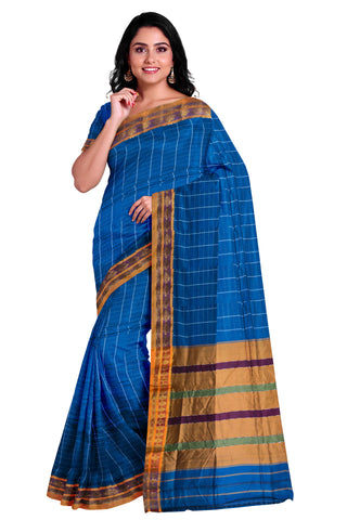 Handloom Cotton Silk Narayanpet Saree - Blue