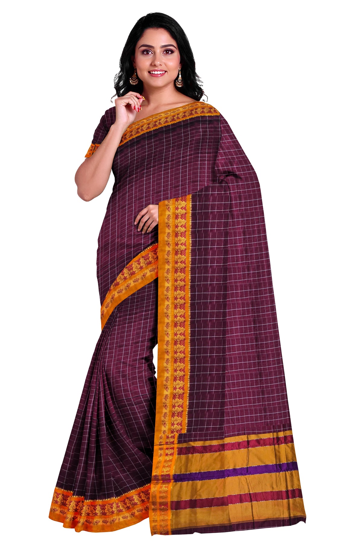 Handloom Cotton Silk Narayanpet Saree - Maroon