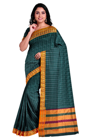 Handloom Cotton Silk Narayanpet Saree - Dark Green