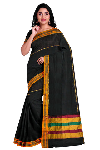 Handloom Pure Cotton Silk Satin Skirt Border - Black