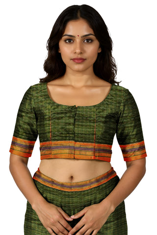 Handloom Cotton Silk Star Pattern Zeri Border Saree - Light Green