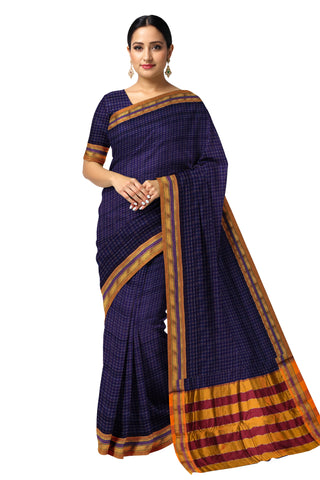 Handloom Cotton Silk Star Pattern Zeri Border Saree - Purple