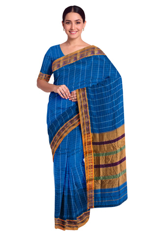 Handloom Cotton Silk Narayanpet Saree - Blue