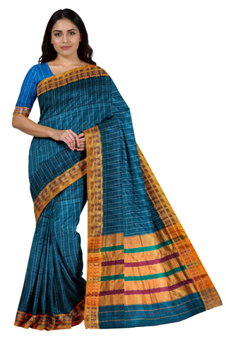Handloom Cotton Silk Narayanpet Saree - Light Teal
