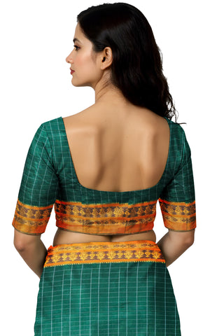 Handloom Cotton Silk Narayanpet Saree - Light Green