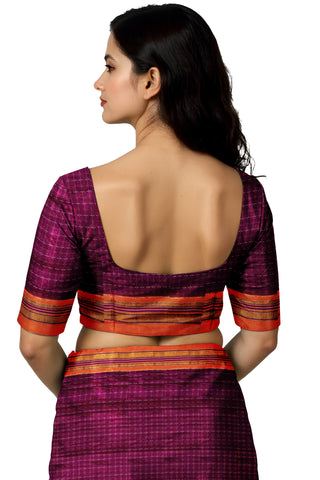 Handloom Cotton Silk Star Pattern Zeri Border Saree - Pink