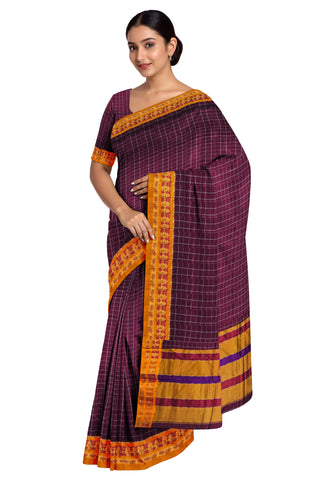 Handloom Cotton Silk Narayanpet Saree - Maroon