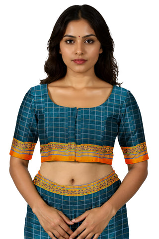 Handloom Cotton Silk Narayanpet Saree - Bright Blue