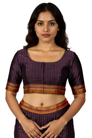 Handloom Pure Cotton Silk Diamond Star Zari Border Saree - Maroon