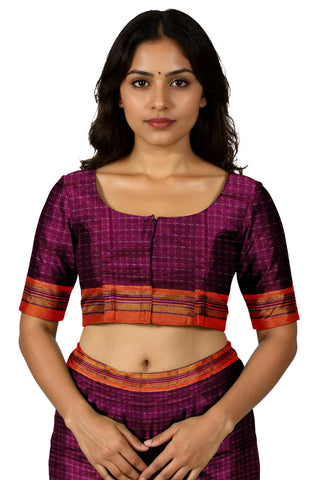 Handloom Cotton Silk Star Pattern Zeri Border Saree - Pink