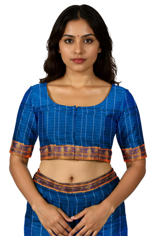 Handloom Cotton Silk Narayanpet Saree - Blue